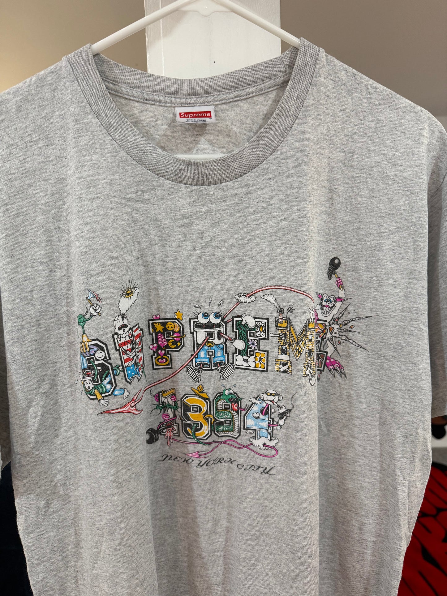 Supreme Varsity Grey T-Shirt (Size Large Worn)