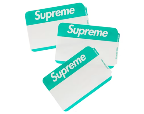 Supreme Green Name Tag Stickers (1 sticker per order)