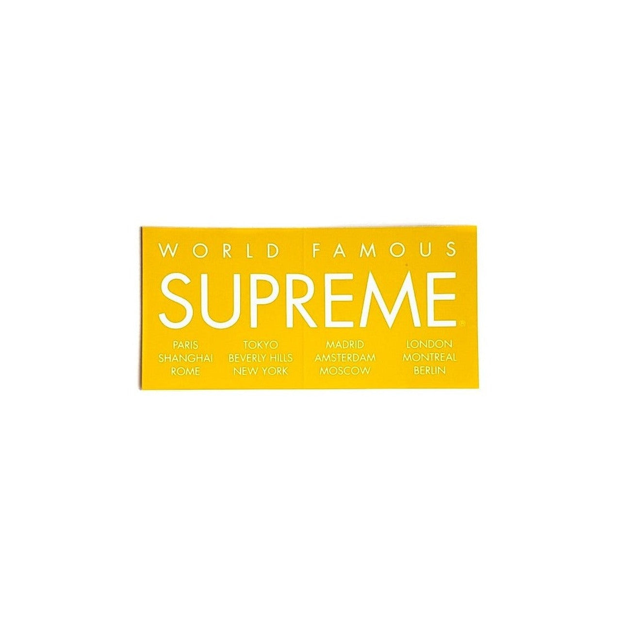 Supreme Yellow World Famous International Sticker SS15