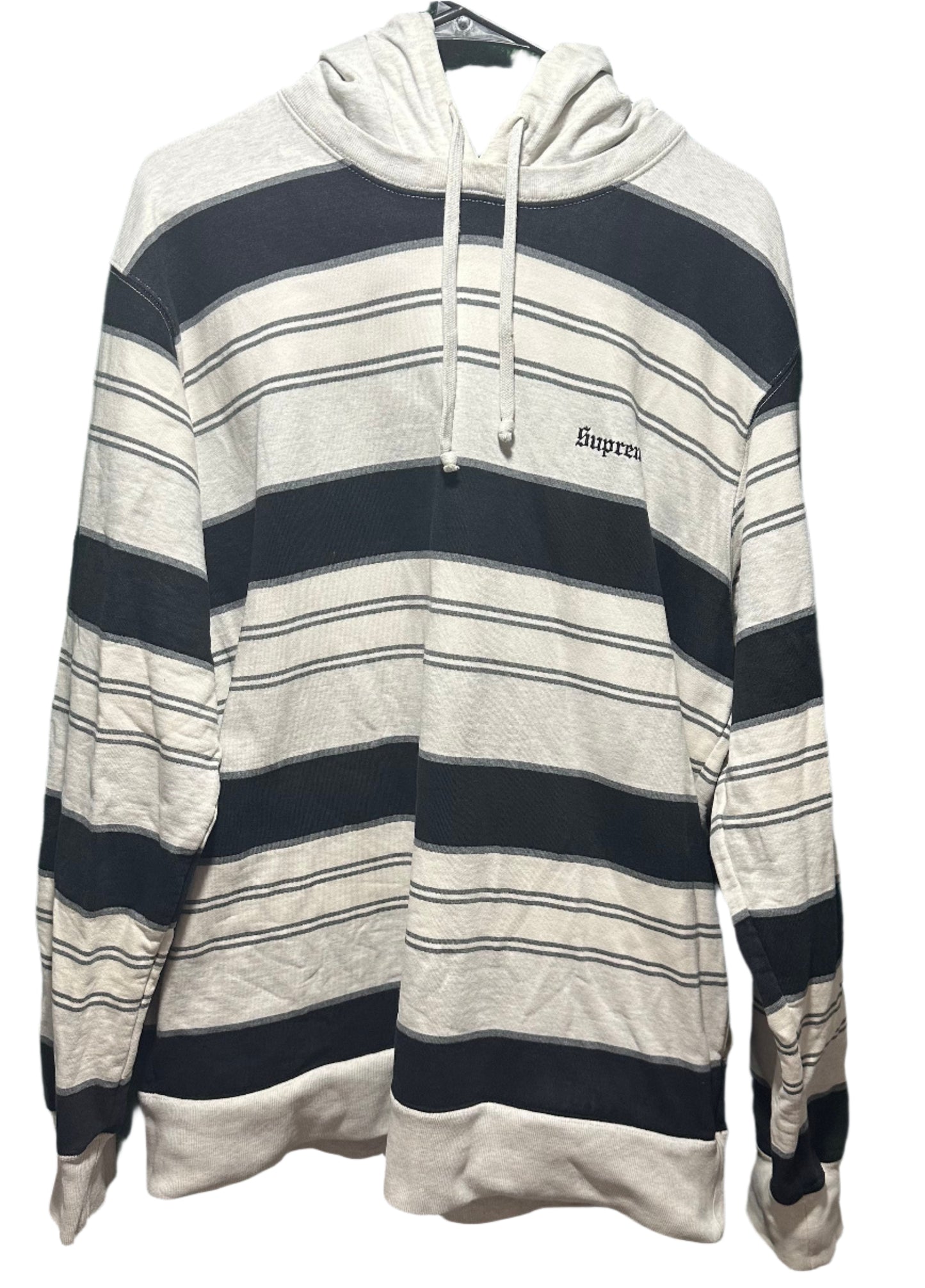 Supreme Striped Hooded Crewneck (Size Xl Worn Flawed)