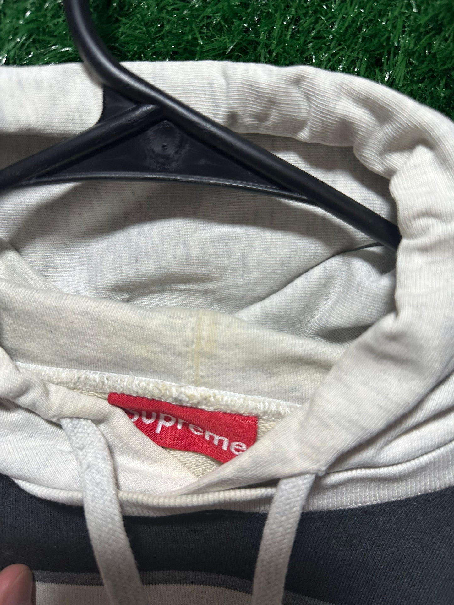 Supreme Striped Hooded Crewneck (Size Xl Worn Flawed)