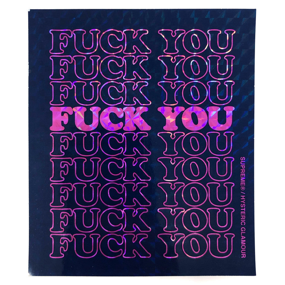 Supreme Hysteric Glamour Holographic Fuck You Sticker Purple FW17