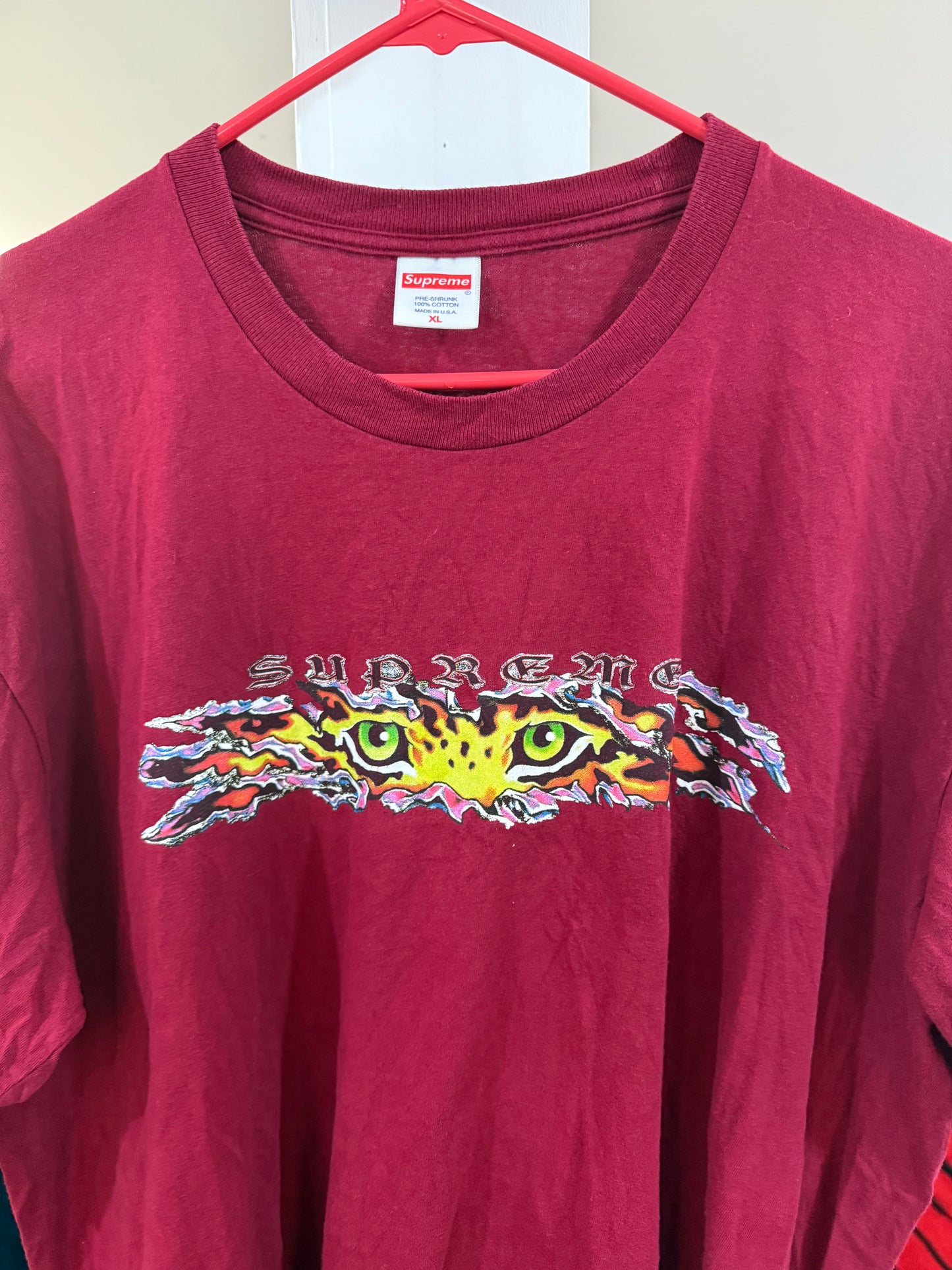 Supreme Eyes Cardinal T-Shirt (Size XL Worn)