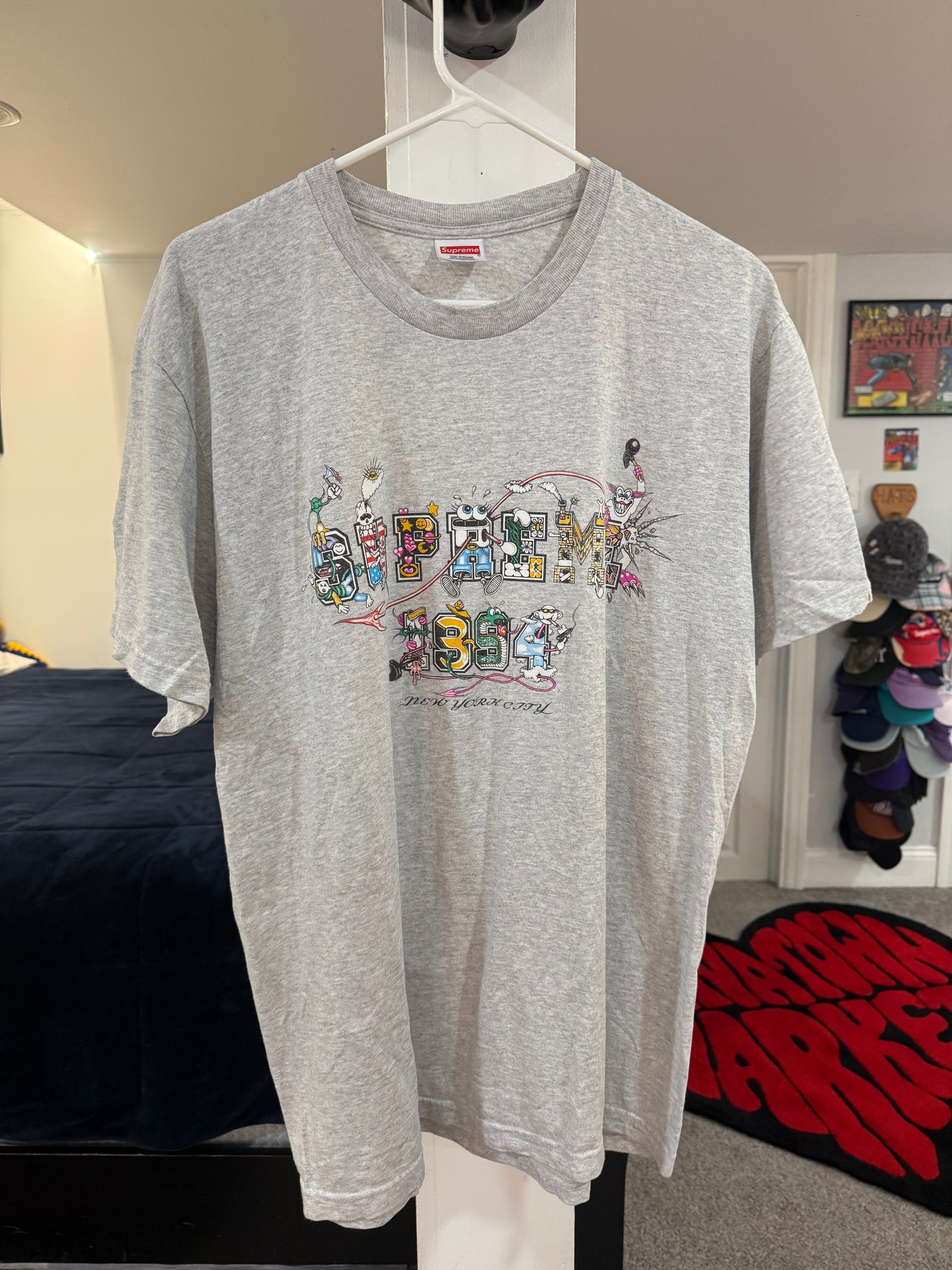 Supreme Varsity Grey T-Shirt (Size Large Worn)