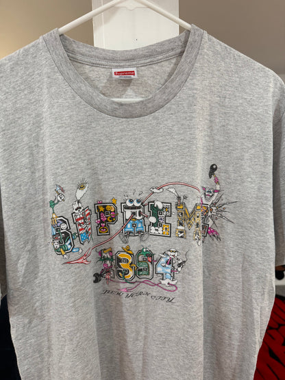 Supreme Varsity Grey T-Shirt (Size Large Worn)