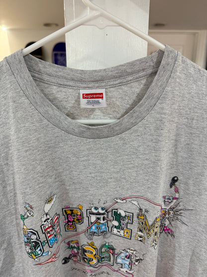 Supreme Varsity Grey T-Shirt (Size Large Worn)