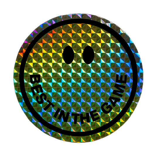 Custom Holographic Smiley Best In The Game Sticker