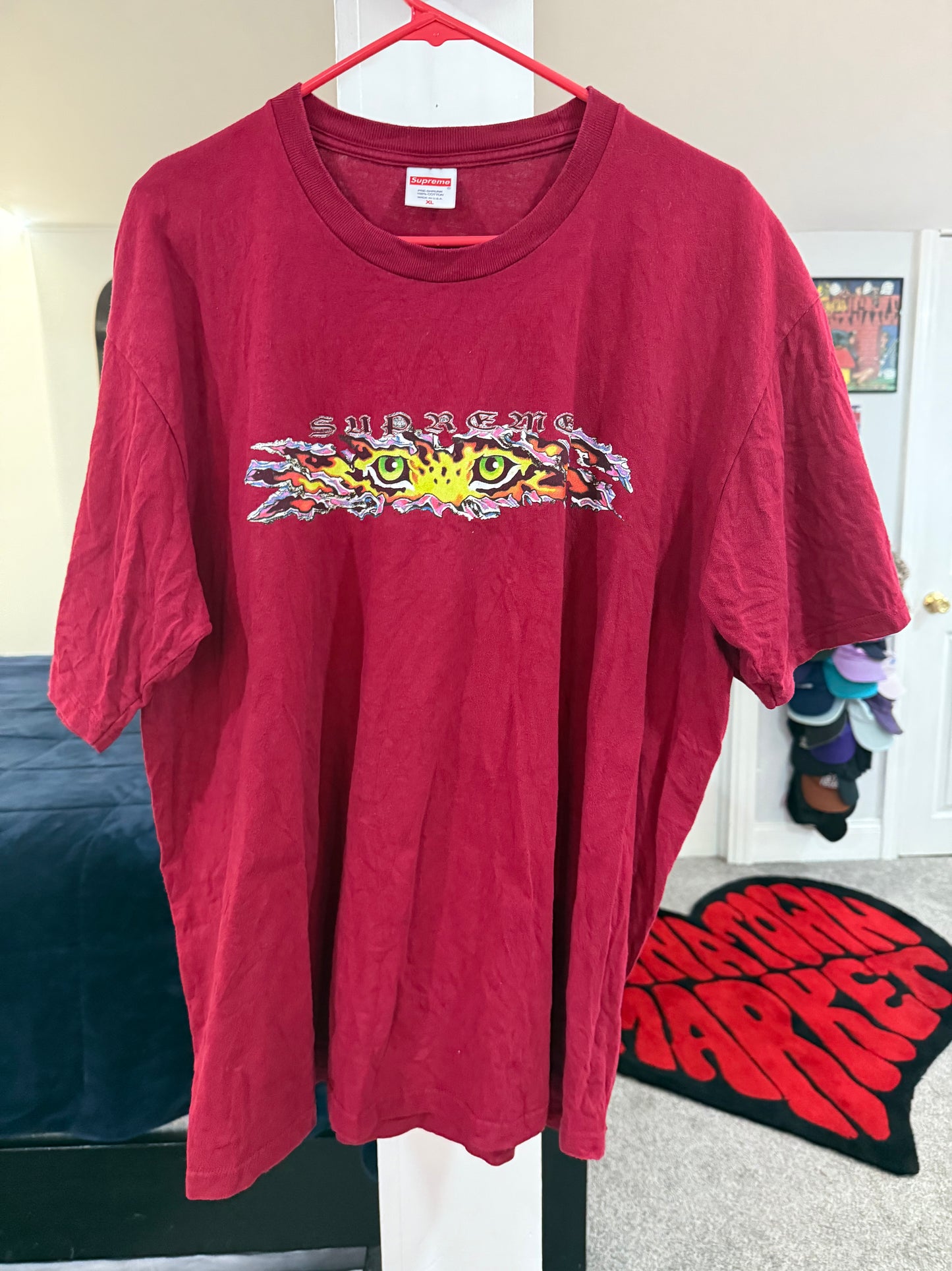 Supreme Eyes Cardinal T-Shirt (Size XL Worn)