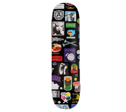 Supreme Stickers Skateboard Deck Black