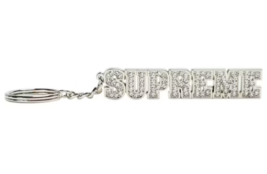 Supreme Block Logo Keychain Silver