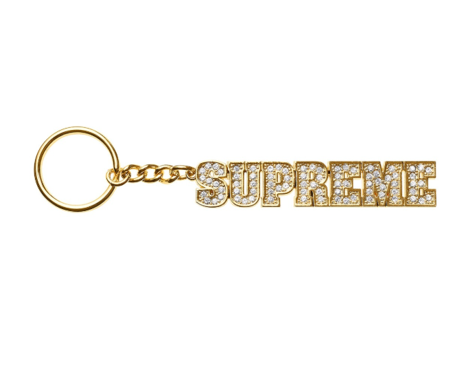 Supreme Block Logo Keychain Gold