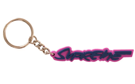 Supreme Futura Logo Keychain Bright Purple