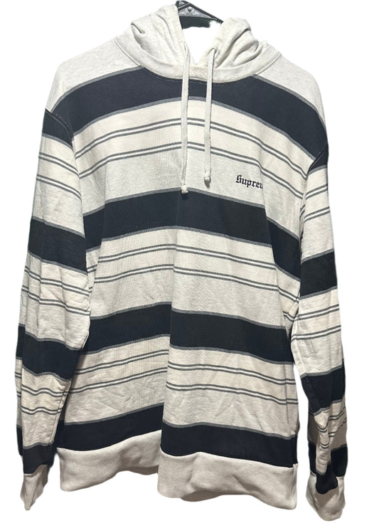 Supreme Striped Hooded Crewneck (Size Xl Worn Flawed)