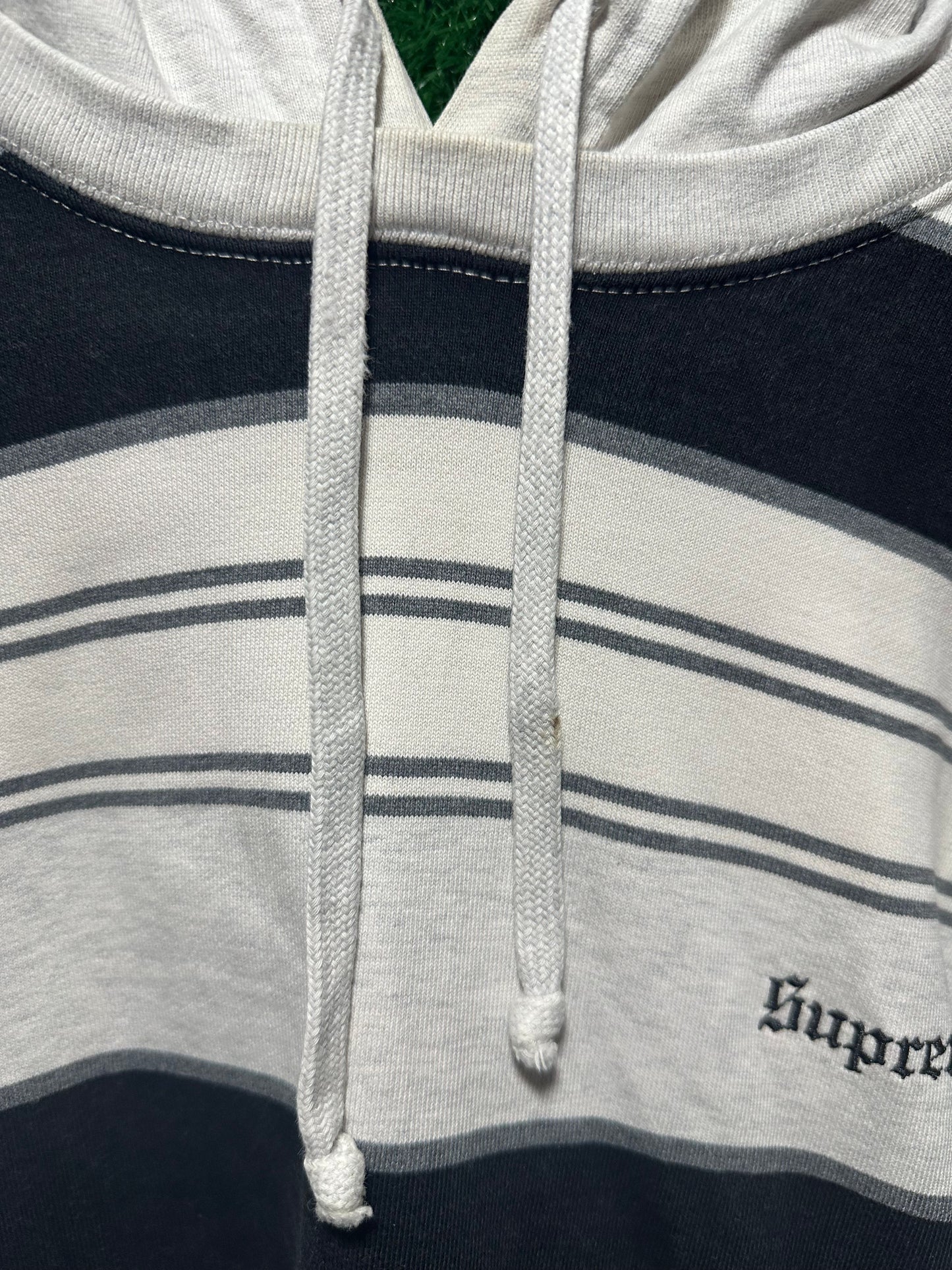 Supreme Striped Hooded Crewneck (Size Xl Worn Flawed)
