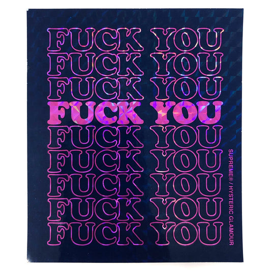 Supreme Hysteric Glamour Holographic Fuck You Sticker Purple FW17