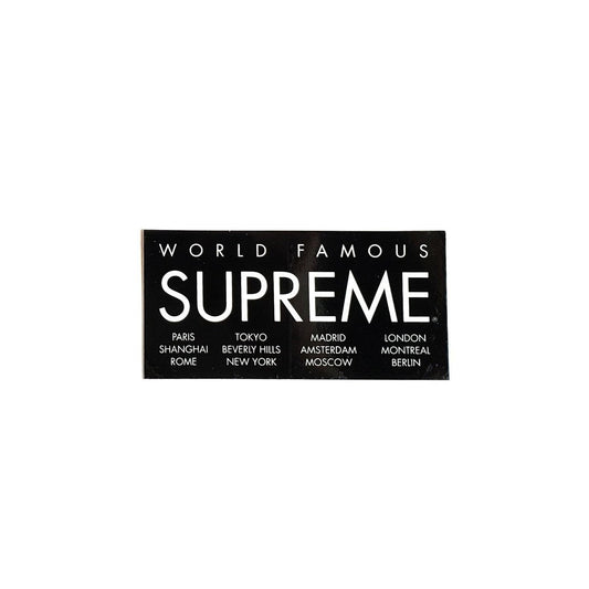 Supreme Black World Famous International Sticker SS15