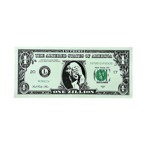 Supreme Zillion Dollar Bill Sticker FW17